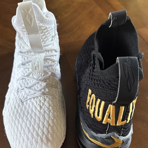 LEBRON EQUALITY BLACK WHITE CUSTOM MADE FROM THE LEBROM 15 MEN SZ 10 - Picture 5 of 15